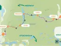 Karta över kungsleden etapper från Hemavan till Ammarnäs, med platser som Viterskålet, Syter och Vindelfjällen.