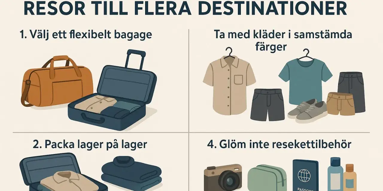 Packlista utomlands: flexibelt bagage, kläder i samstämmiga färger, packa lager på lager och glöm inte resekettillbehör som pass och toalettartiklar.