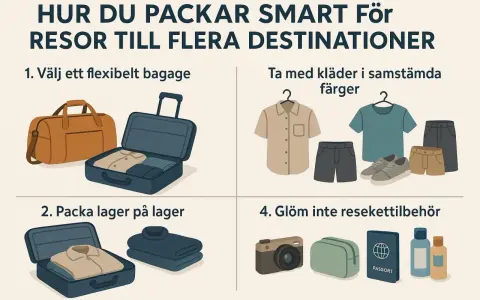 Packlista utomlands: flexibelt bagage, kläder i samstämmiga färger, packa lager på lager och glöm inte resekettillbehör som pass och toalettartiklar.