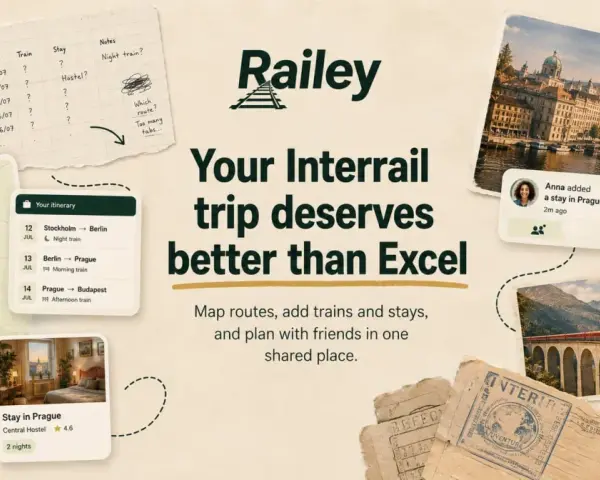 Planlägg dina interrail-rutter med Railey. Se din resplan, nattåg och boende i Prag. Mer platser, mer historier.
