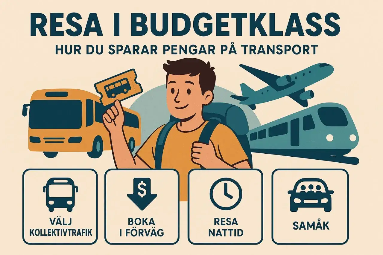 En person med ryggs&auml;ck h&aring;ller upp en bussbiljett. Bilden visar hur man kan spara pengar p&aring; transport f&ouml;r att spara till en resa.